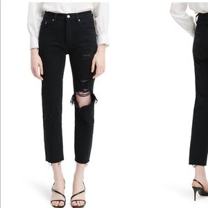 501® High Waist Ripped Crop Straight Leg Jeans